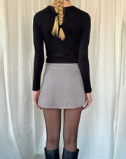 Keira Mini Wrap Skirt In Chiffon Lilac Grey